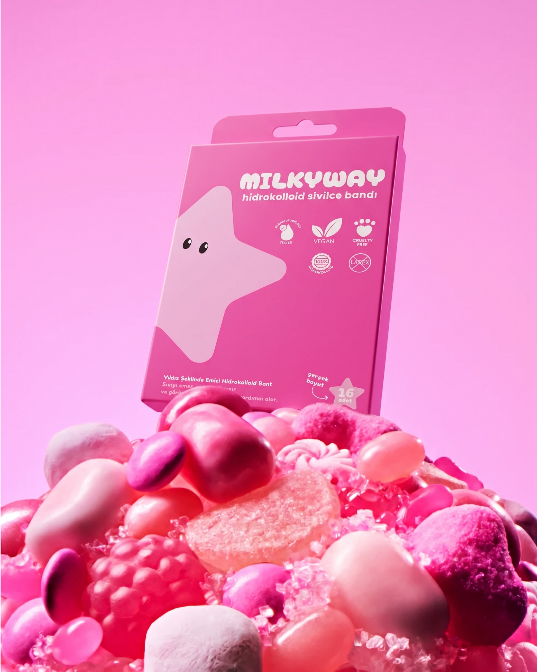 MILKYway Pembe Yıldız hidrokolloid sivilce bandı ürün görseli