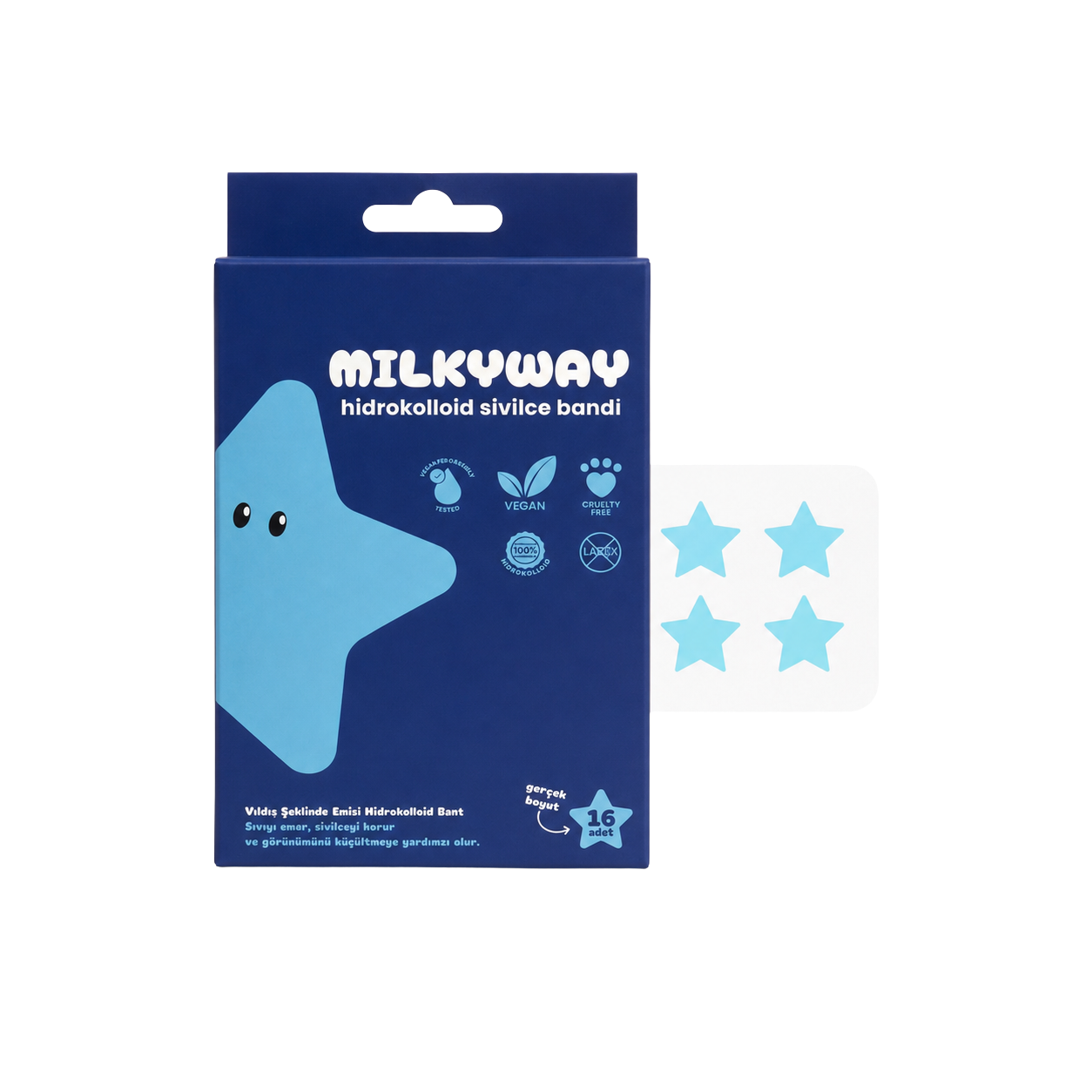 MILKYway Mavi Yıldız hidrokolloid sivilce bandı kutusu