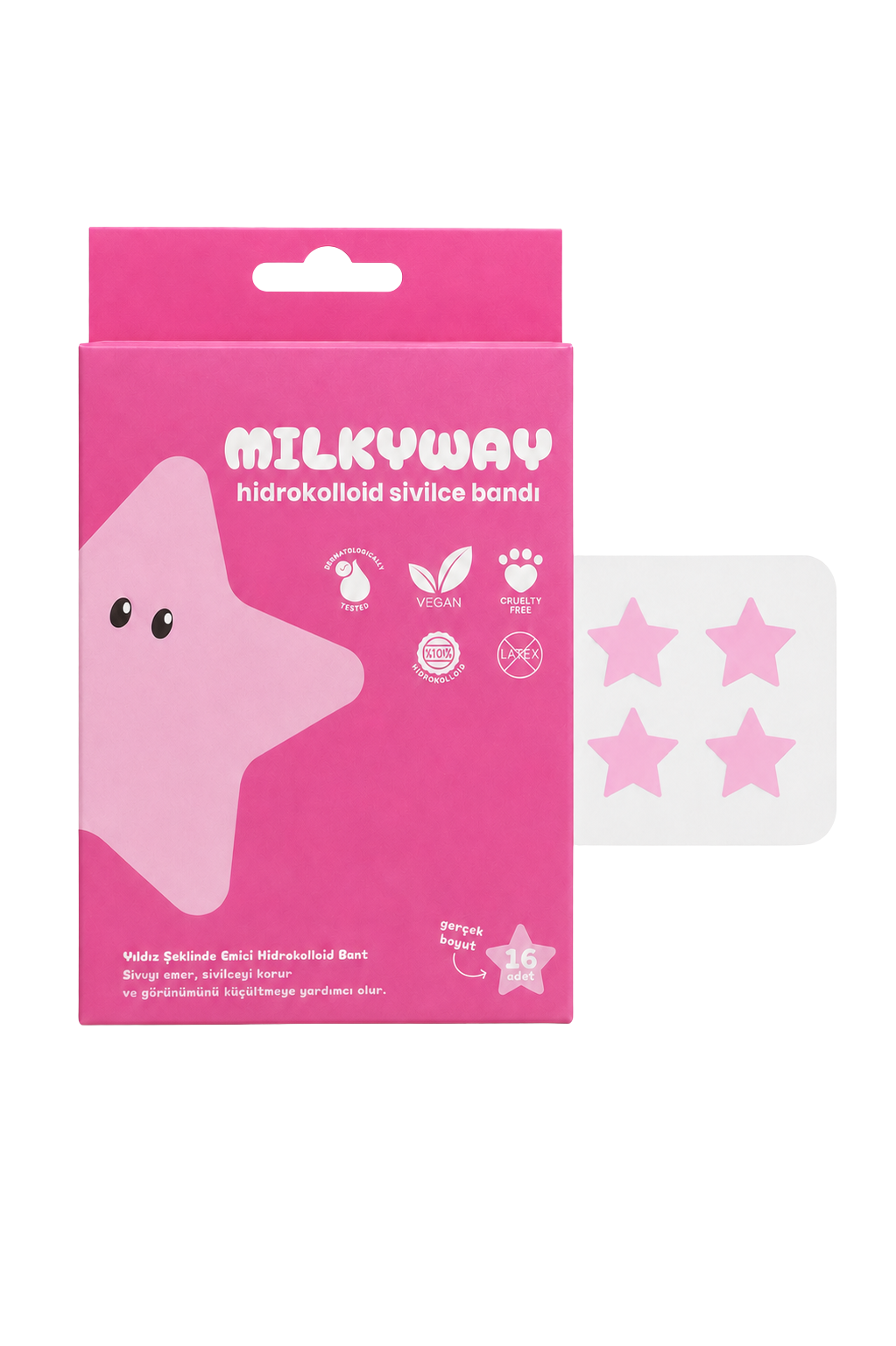MILKYway Pembe Yıldız hidrokolloid sivilce bandı kutusu