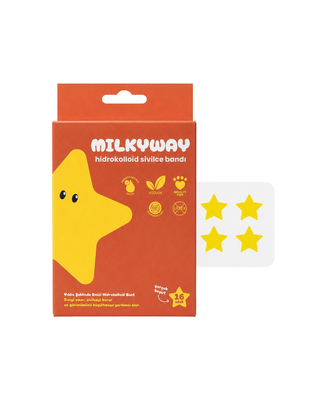 MILKYway Sarı Yıldız hidrokolloid sivilce bandı kutusu